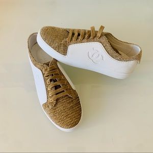 CHANEL SNEAKERS. White leather with gold mesh. Excellent Condition 🔥
